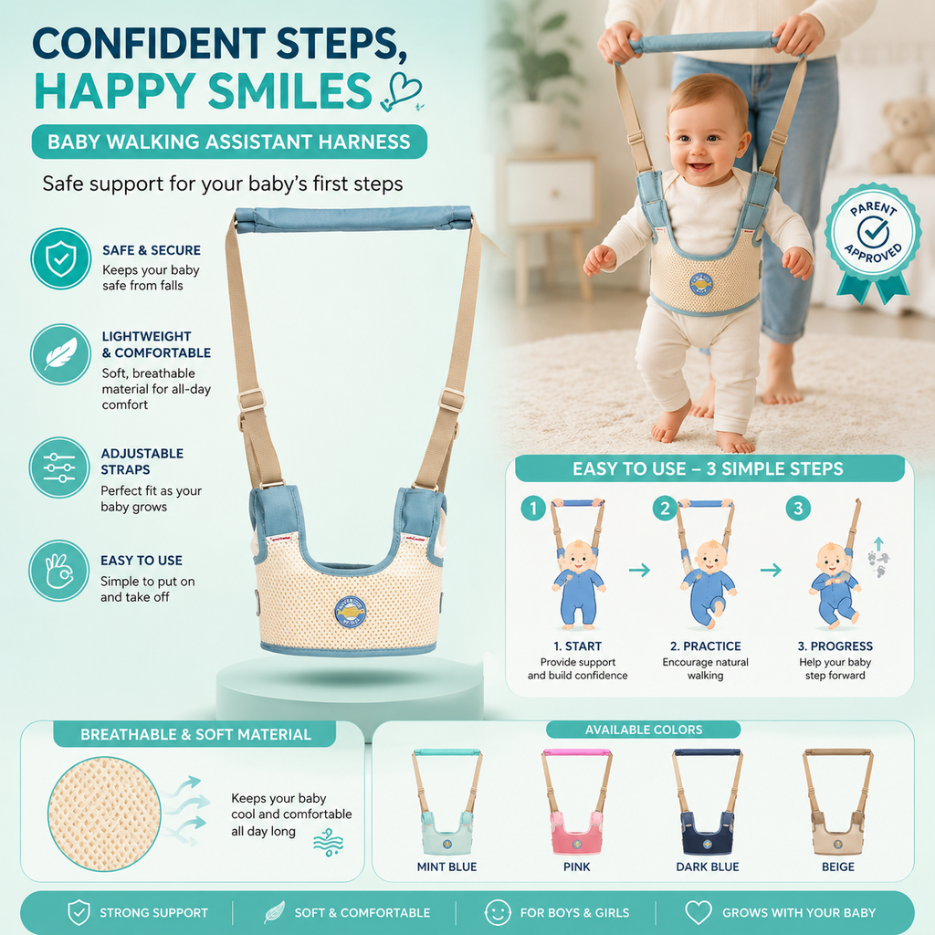 SnuggleSteps™ Baby Walking Harness – Safe First Steps Support