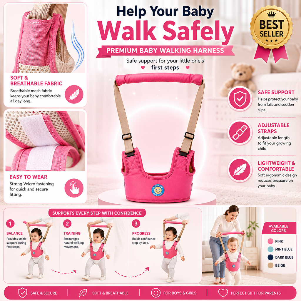SnuggleSteps™ Baby Walking Harness – Safe First Steps Support